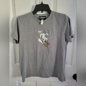 Jackson Hole Boys Gray Yeti Ski Resort Snow Skiing Graphic Tee XL